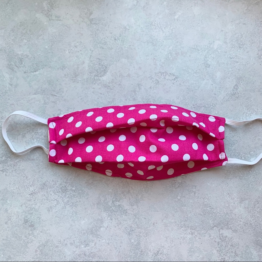 hot pink polka dot face mask